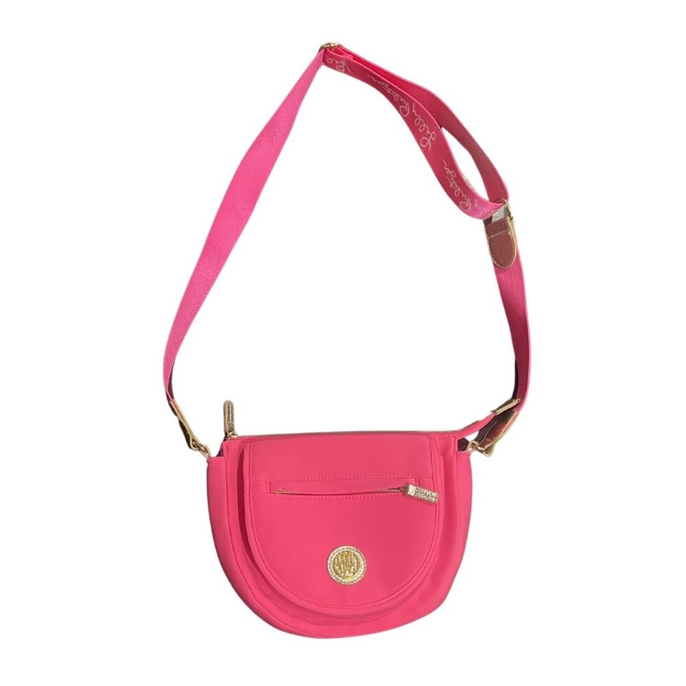 Lilly Pulitzer Giavanna Neoprene Hot Pink Crossbody Crescent Bag like NEW Barbie